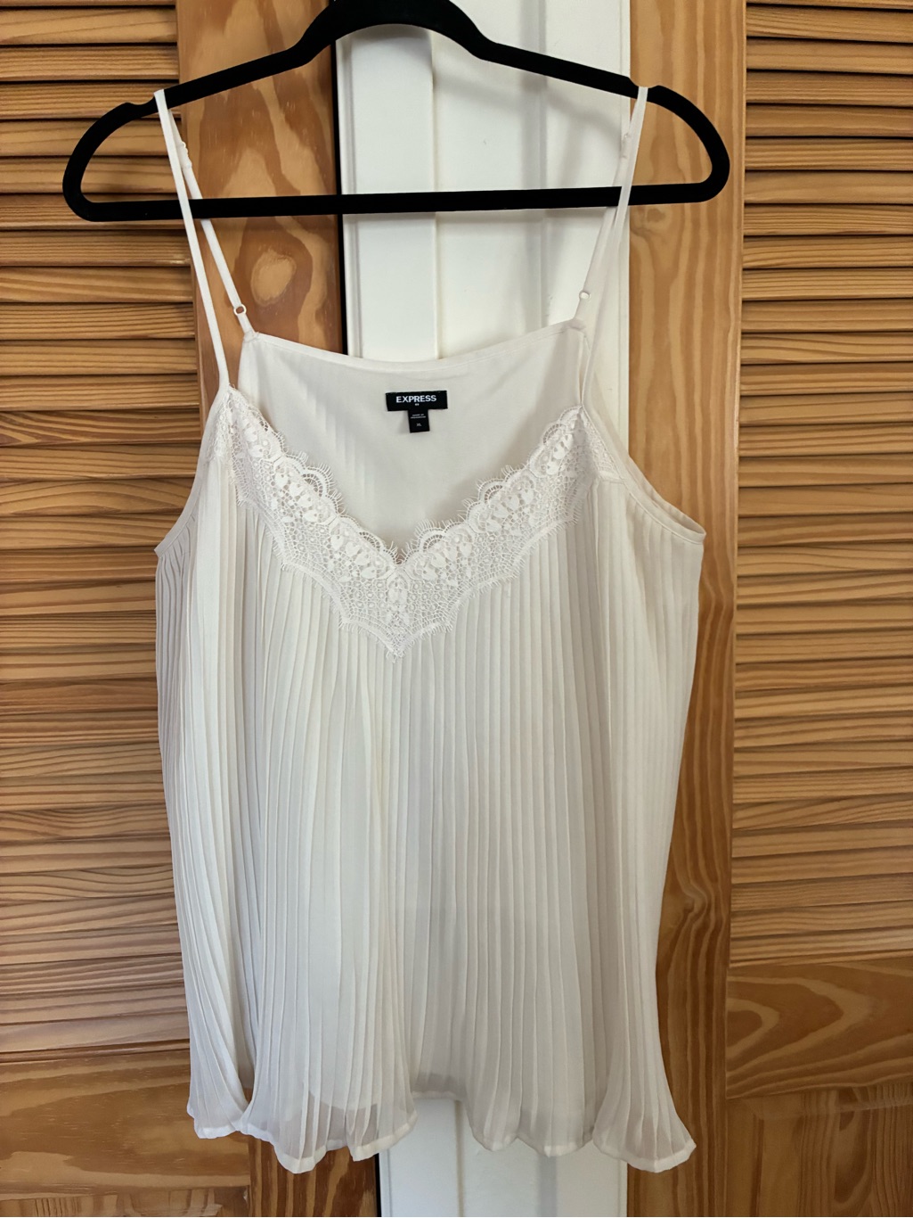 Express Women's Cream Lace-Trim Pleated Cami Top Size Xl